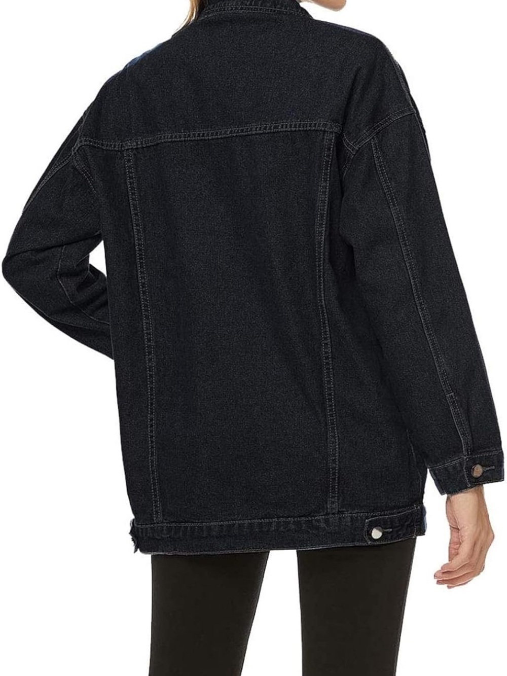 Seek Me Black Oversized Denim Jean Jacket Sz S EUC - Picture 2 of 6